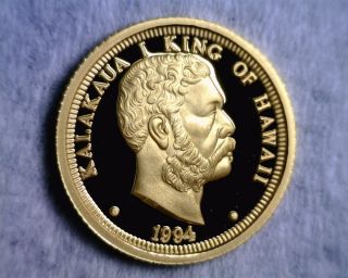 1994 Royal Hawaiian 1/4 Oz Proof.  9999 Gold Coin King Kalakaua photo