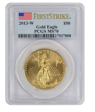 2013 - W 1oz American Gold Eagle Burnished Ms70 Pcgs First Strike State 70 photo