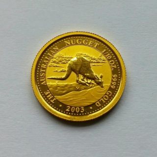 2003 1/20 Proof Australian Kangaroo Nugget 24k Gold Coin Bullion photo