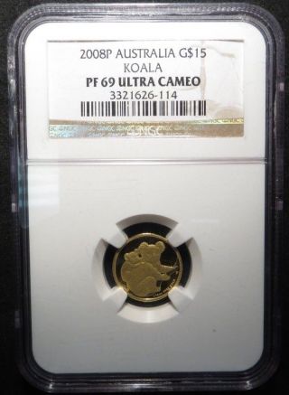 2008 - P Australia $15 Gold Koala - Pf69 Ultra Cameo Ngc photo