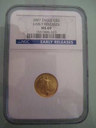 2007 1/10 Oz Gold American Eagle Ms - 69 Ngc (early Releases) photo