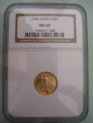 2006 1/10 Oz Gold American Eagle Ms - 69 Ngc photo