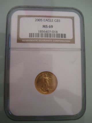 2005 1/10 Oz Gold American Eagle Ms - 69 Ngc photo