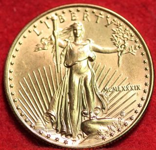 Uncirculated 1989 Gold American Eagle 1/2 Ounce $25 Rare Date S/h photo