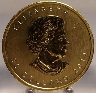 2014 Canada Gold 1 Oz Maple Leaf,  1 Ounce.  9999 Fine Gold Coin,  Gold Bullion photo