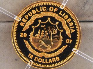 2007 Liberia Jesus & Apostles.  999 Gold $12 Proof Coin 1/50th Oz photo