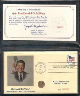 Ronald Reagan 1981 Presidential 10k Gold Piece From Providence photo