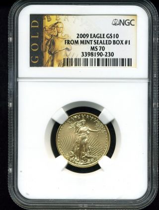 2009 G$10 Gold American Eagle Ms70 Ngc photo