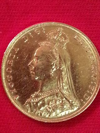 Rare 22 Ct Gold Sidney Victorian Full Sovereign Extremely Fine photo