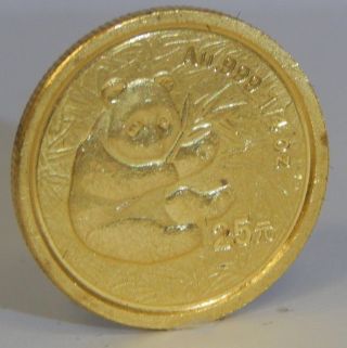 2000 1/4 Oz 25y Chinese Frosted Gold Panda.  999 Fine Key Date Rare Coin photo