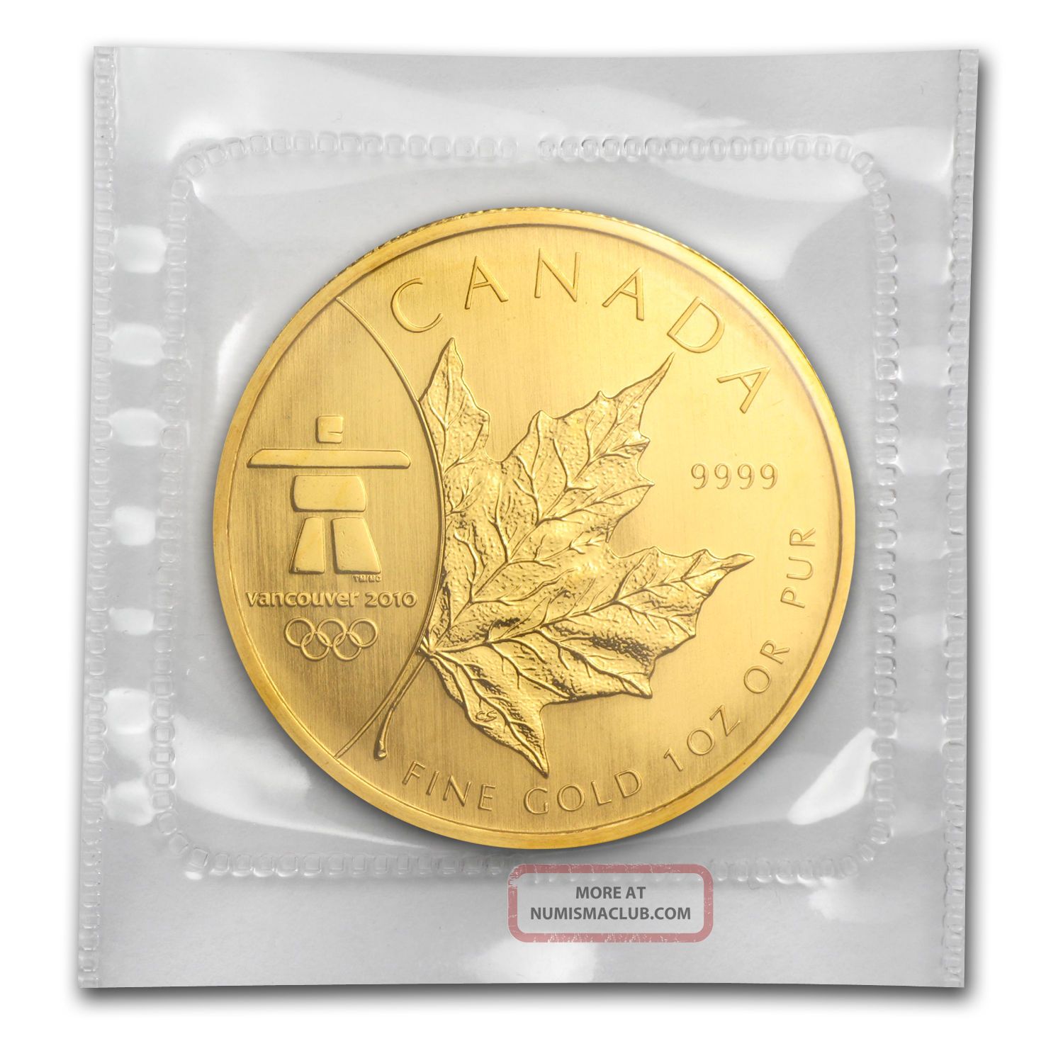 2008 1 Oz Gold Canadian Maple Leaf Coin Vancouver Olympics Sku 56895