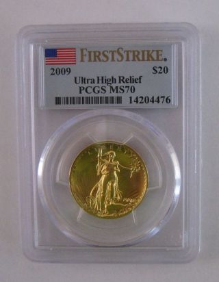 2009 $20 Pcgs Ms 70 Fs Ultra High Relief Gold Eagle Coin Perfect First Strike photo