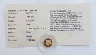 Republic Of Liberia $10 Gold Coin George Washington photo