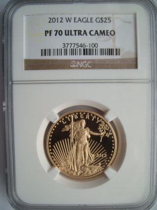 2012 W $25 Gold Eagle Ngc Pf70ucam Rare Proof Key Only 12,  809 Minted Top Grade photo