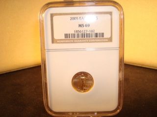 2005 1/10 Ozt.  $5 Gold American Eagle - Ngc Ms69 photo