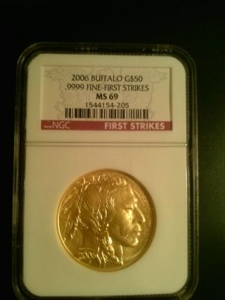 2006 American Gold Buffalo G$50.  9999 Fine - First Strikes Ms 69 Red Label Ngc photo