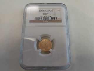 2010 $5 Ms70 Ngc 1/10 Oz.  Gold American Eagle Coin photo