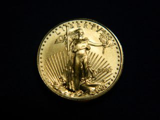 2001 1/10 Oz Gold American Eagle Coin - Brilliant Uncirculated Ms,  Gem photo