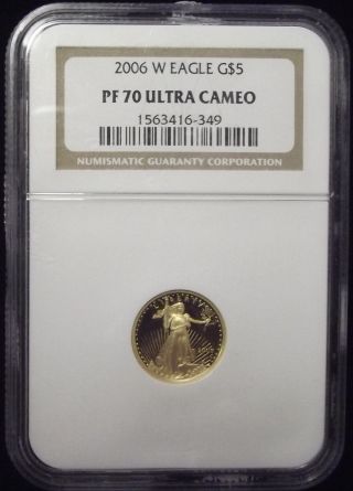 2006 W $5 American Gold Eagle 1/10 Oz Ngc Pf70 Ultra Cameo photo