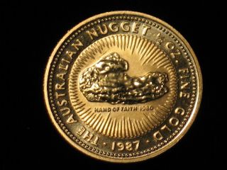 1987 Australian Nugget - 1/2 Ounce Gold Coin - $50 Australia Dollars Face photo