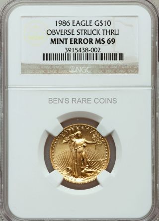 1986 $10 Ms69 American Gold Eagle Coin Age Pcgs Ms 69 First Year Error photo