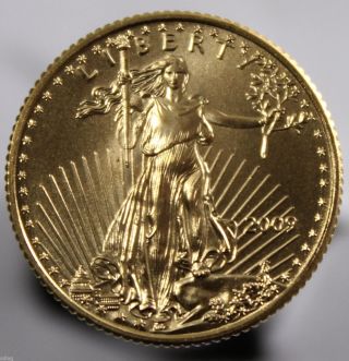 2009 $5 1/10th Oz American Eagle Gold Bullion.  999 Fine - Unc 71473 photo