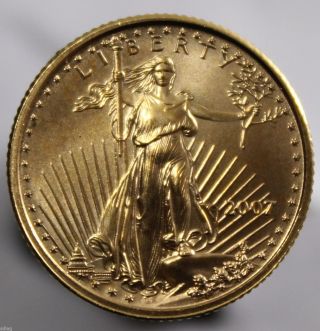 2007 $5 1/10th Oz American Eagle Gold Bullion.  999 Fine - Unc 71474 photo