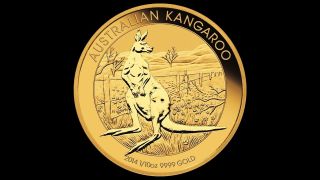 1 X 1/10 Oz Gold Bullioncoin - 2014 Perth Kangaroo Bullion -.  999 Pure Gold photo