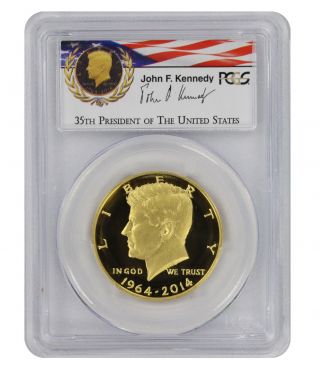 2014 - W Gold 50th Anniversary Kennedy Pr70dcam Pcgs First Strike Signature Label photo