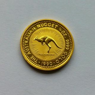 1990 1/10 Oz Gold Australian Nugget ' Red Kangaroo ' Perth.  999 Fine Gold photo