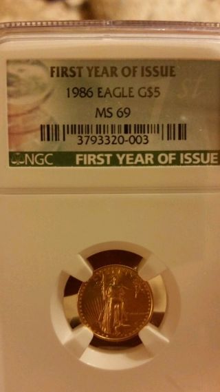 1986 Eagle G$5 First Year Of Issue Ms69 photo