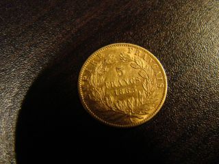 Rare 1863 5 Francs Gold Coin photo