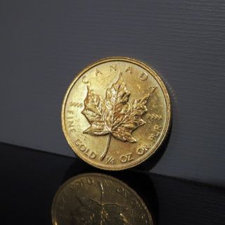 1984 Canadian Gold Maple Leaf 1/4 Oz $10 Ten Dollars.  9999 Pure Gold Coin photo