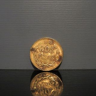 1945 Mexico Gold Dos (2) Pesos Coin 13mm 1.  6g.  0482 Oz Agw photo