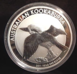 2011 1 Kilo Silver Australian Kookaburra Bu (in Capsule) photo