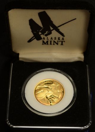 1995 Alaska Official State Medallion 1/2 Oz Proof Gold Coin W/coa photo
