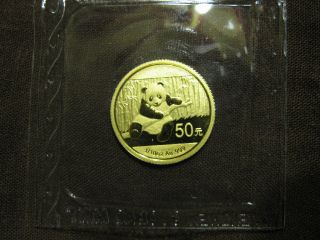 2014 Chinese 50 Yuan.  999 Gold Panda 1/10th Oz. photo