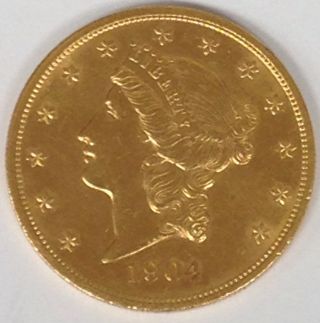 1904 $20 American Liberty Head Double Eagle Gold Coin photo