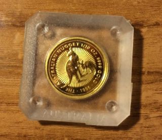 1996 Australia Gold Nugget / Kangaroo 1/10th Oz.  999 Pure In Capsule $15 photo