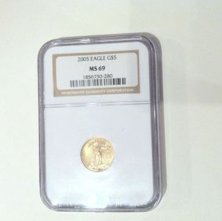 2005 Gold Eagle $5 Ms69 Certified Ngc Gold Bullion photo