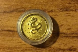 2000 Australia Gold Dragon 1/10th Oz.  999 Pure In Capsule $15 Lunar Year I photo