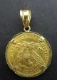Very Cool.  2419oz $5 1900 American Gold 1/2 Eagle Pendant With 14ky Bezel Gold photo 1