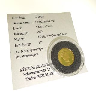2000 Elizabeth Ll Solomon Islands Nguzunguzu Figur $10.  999 Gold Coin photo