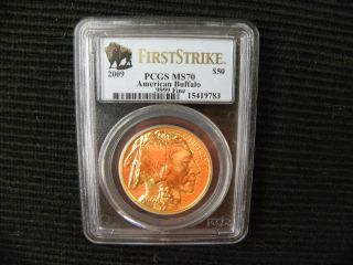 2009 Gold Buffalo $50.  9999 Fine First Strike Pcgs Ms70 1 Oz. photo