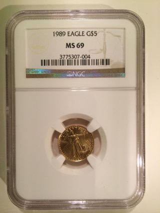 1989 American Eagle $5 Gold Ms 69 photo