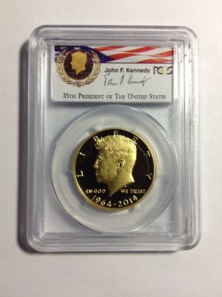 2014w Gold Kennedy 50th Anniversary Pr - 70 Dcam Pcgs First Strike Signature Label photo