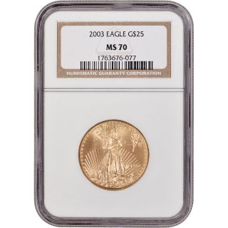 2003 American Gold Eagle (1/2 Oz) $25 - Ngc Ms70 photo