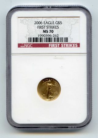2006 Gold American Eagle G$5 - Ms 70 - First Strikes - Ngc photo