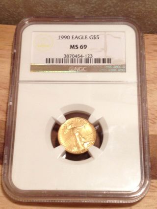 1990 1/10 Oz. ,  Gold American Eagle Ngc Ms photo