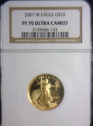 2007 - W American Proof Gold Eagle Quarter Ounce $10 Ngc Pf70 Ultra Cameo photo